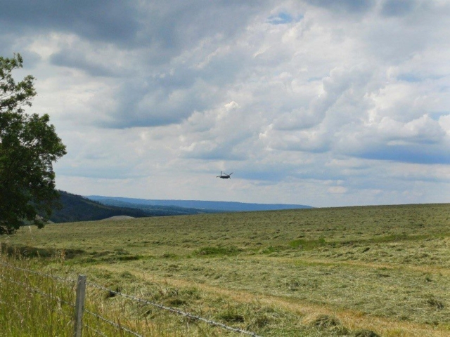 Chinook practice flight over Cocking Down